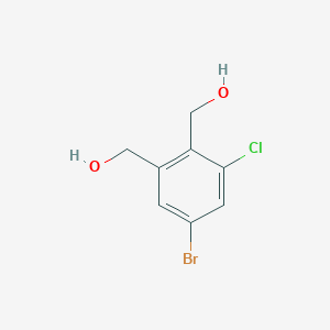 molecular formula C8H8BrClO2 B13940000 5-Bromo-3-chloro-1,2-benzenedimethanol 