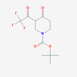 molecular formula C12H16F3NO4 B1394010 叔丁基 4-氧代-3-(三氟乙酰基)哌啶-1-甲酸酯 CAS No. 733757-79-4