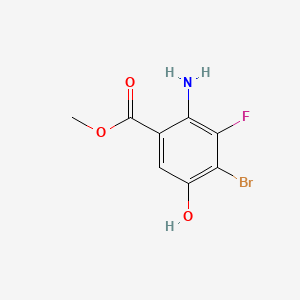 molecular formula C8H7BrFNO3 B13940122 Methyl 2-amino-4-bromo-3-fluoro-5-hydroxybenzoate 