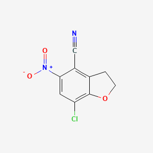 molecular formula C9H5ClN2O3 B13940180 7-Chloro-2,3-dihydro-5-nitro-4-benzofurancarbonitrile 