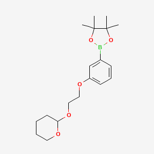 molecular formula C19H29BO5 B1394019 3-[2-(Tetrahydro-2H-pyran-2-ylethoxy)phenoxy]-4,4,5,5-tetramethyl-[1,3,2]dioxaboralane CAS No. 1334165-03-5