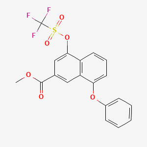 molecular formula C19H13F3O6S B13940461 2-Naphthalenecarboxylic acid, 8-phenoxy-4-[[(trifluoromethyl)sulfonyl]oxy]-, methyl ester 