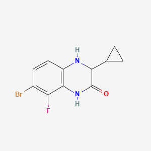 molecular formula C11H10BrFN2O B13940495 7-Bromo-3-cyclopropyl-8-fluoro-3,4-dihydro-2(1H)-quinoxalinone 