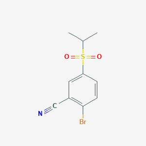 molecular formula C10H10BrNO2S B13940536 2-Bromo-5-(isopropylsulfonyl)benzonitrile 