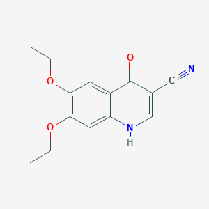 molecular formula C14H14N2O3 B13940557 6,7-Diethoxy-1,4-dihydro-4-oxo-3-quinolinecarbonitrile 