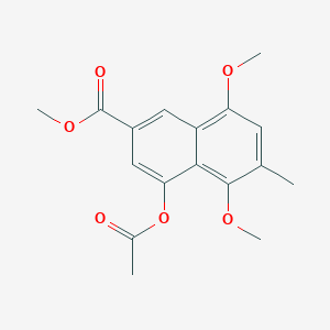 molecular formula C17H18O6 B13940655 2-Naphthalenecarboxylic acid, 4-(acetyloxy)-5,8-dimethoxy-6-methyl-, methyl ester 