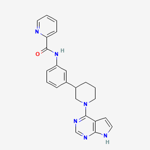 molecular formula C23H22N6O B13940691 N-(3-(1-(7H-pyrrolo[2,3-d]pyrimidin-4-yl)piperidin-3-yl)phenyl)picolinamide 