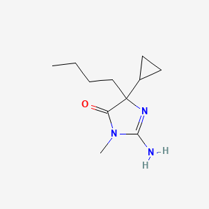 molecular formula C11H19N3O B13940732 2-Imino-5-butyl-5-cyclopropyl-3-methylimidazolidin-4-one 