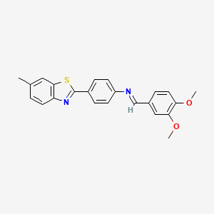 molecular formula C23H20N2O2S B13940767 Benzenamine, N-[(3,4-dimethoxyphenyl)methylene]-4-(6-methyl-2-benzothiazolyl)- 