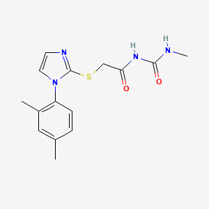 molecular formula C15H18N4O2S B13940795 Urea, 1-methyl-3-((1-(2,4-xylyl)imidazol-2-ylthio)acetyl)- CAS No. 60176-55-8