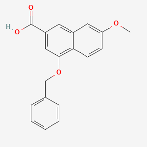 molecular formula C19H16O4 B13940814 2-Naphthalenecarboxylic acid, 7-methoxy-4-(phenylmethoxy)- 