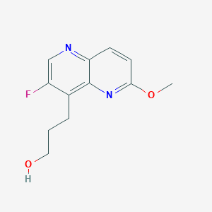 molecular formula C12H13FN2O2 B13940815 3-[3-Fluoro-6-(methyloxy)-1,5-naphthyridin-4-yl]-1-propanol 