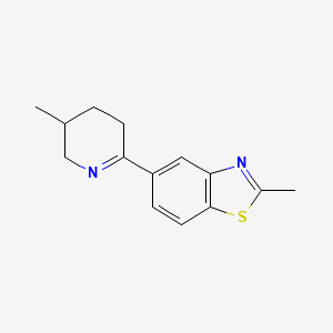 molecular formula C14H16N2S B13940884 2-Methyl-5-(3,4,5,6-tetrahydro-5-methyl-2-pyridinyl)benzothiazole 