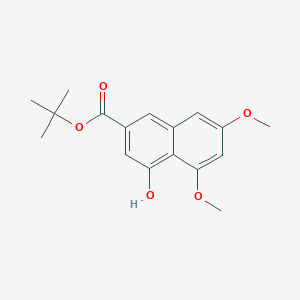 molecular formula C17H20O5 B13940916 2-Naphthalenecarboxylic acid, 4-hydroxy-5,7-dimethoxy-, 1,1-dimethylethyl ester 