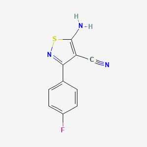 molecular formula C10H6FN3S B13940982 5-Amino-3-(4-fluorophenyl)isothiazole-4-carbonitrile 