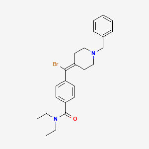 molecular formula C24H29BrN2O B13941021 N,N-diethyl-4-(bromo-N-benzyl-piperidin-4-ylidene-methyl)-benzamide CAS No. 364757-39-1