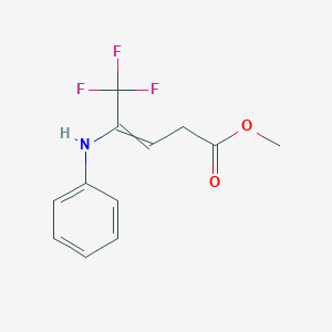 molecular formula C12H12F3NO2 B13941088 Methyl 4-anilino-5,5,5-trifluoropent-3-enoate 