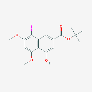 molecular formula C17H19IO5 B13941104 2-Naphthalenecarboxylic acid, 4-hydroxy-8-iodo-5,7-dimethoxy-, 1,1-dimethylethyl ester 