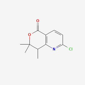 molecular formula C11H12ClNO2 B13941108 2-Chloro-7,7,8-trimethyl-7,8-dihydro-5H-pyrano[4,3-b]pyridin-5-one 