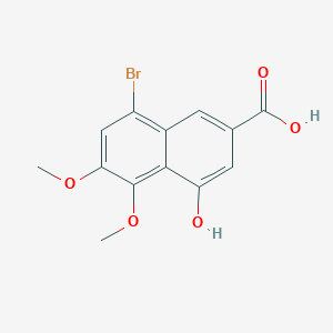 molecular formula C13H11BrO5 B13941328 8-Bromo-4-hydroxy-5,6-dimethoxy-2-naphthalenecarboxylic acid 