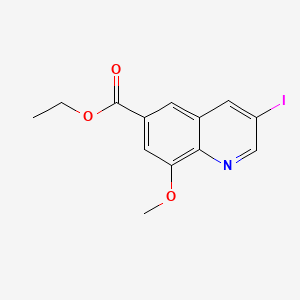 molecular formula C13H12INO3 B13941355 Ethyl 3-iodo-8-methoxyquinoline-6-carboxylate 