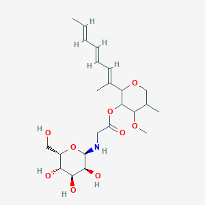 molecular formula C23H37NO9 B139415 [4-methoxy-5-methyl-2-[(2E,4E,6E)-octa-2,4,6-trien-2-yl]oxan-3-yl] 2-[[(2R,3S,4S,5S,6S)-3,4,5-trihydroxy-6-(hydroxymethyl)oxan-2-yl]amino]acetate CAS No. 141363-92-0
