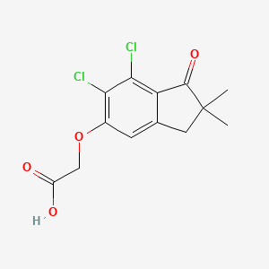 molecular formula C13H12Cl2O4 B13941541 Acetic acid, 6,7-dichloro-2,2-dimethyl-1-oxo-5-indanyloxy- CAS No. 53107-41-8