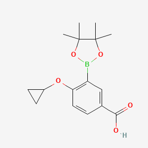 molecular formula C16H21BO5 B13941584 4-Cyclopropoxy-3-(4,4,5,5-tetramethyl-1,3,2-dioxaborolan-2-YL)benzoic acid 