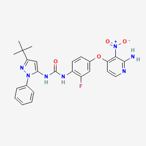 molecular formula C25H24FN7O4 B1394191 1-(4-((2-氨基-3-硝基吡啶-4-基)氧基)-2-氟苯基)-3-(3-(叔丁基)-1-苯基-1H-吡唑-5-基)脲 CAS No. 1163721-32-1