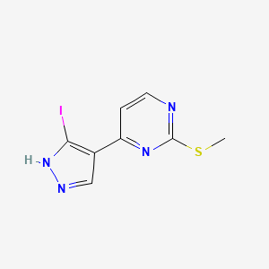 molecular formula C8H7IN4S B1394204 4-(3-碘-1H-吡唑-4-基)-2-(甲硫基)嘧啶 CAS No. 1111638-74-4