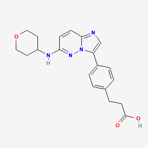 molecular formula C20H22N4O3 B13942501 3-(4-(6-(tetrahydro-2H-pyran-4-ylamino)imidazo[1,2-b]pyridazin-3-yl)phenyl)propanoic acid 