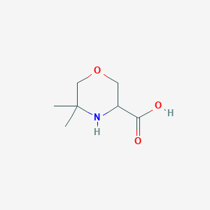 molecular formula C7H13NO3 B13942516 5,5-Dimethylmorpholine-3-carboxylic acid 