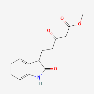 molecular formula C14H15NO4 B1394278 3-Oxo-5-(2-oxo-2,3-dihydro-1H-indol-3-yl)-pentanoic acid methyl ester CAS No. 1229623-82-8