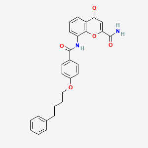 molecular formula C27H24N2O5 B13942830 4-Oxo-8-[4-(4-phenylbutoxy)benzoylamino]-4H-1-benzopyran-2-carboxamide 