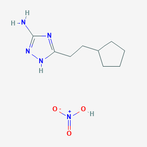 molecular formula C9H17N5O3 B1394288 5-(2-环戊基乙基)-1H-1,2,4-三唑-3-胺硝酸盐 CAS No. 1234850-86-2