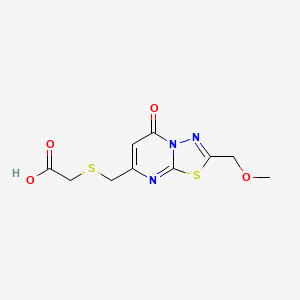 molecular formula C10H11N3O4S2 B1394301 ({[2-(Methoxymethyl)-5-oxo-5H-[1,3,4]thiadiazolo[3,2-a]pyrimidin-7-yl]methyl}thio)acetic acid CAS No. 1239731-59-9
