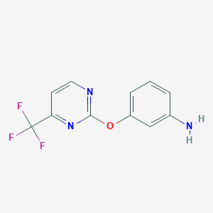molecular formula C11H8F3N3O B1394316 3-{[4-(三氟甲基)嘧啶-2-基]氧基}苯胺 CAS No. 1216999-17-5