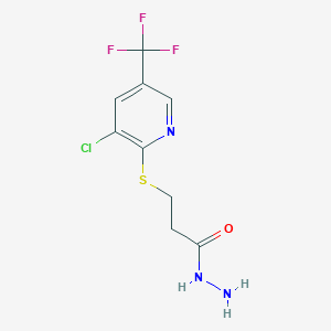 molecular formula C9H9ClF3N3OS B1394342 3{[3-Chloro-5-(trifluoromethyl)pyridin-2-yl]thio}propanohydrazide CAS No. 1215738-90-1