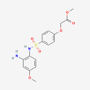 molecular formula C16H18N2O6S B1394348 Methyl (4-{[(2-Amino-4-methoxyphenyl)amino]sulphonyl}phenoxy)acetate CAS No. 651729-59-8
