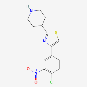 molecular formula C14H14ClN3O2S B1394355 4-[4-(4-氯-3-硝基苯基)-1,3-噻唑-2-基]哌啶 CAS No. 1216398-85-4