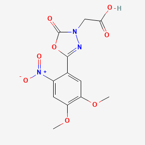 molecular formula C12H11N3O8 B1394366 [5-(4,5-二甲氧基-2-硝基苯基)-2-氧代-1,3,4-恶二唑-3(2H)-基]乙酸 CAS No. 1216647-67-4