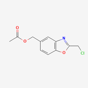 molecular formula C11H10ClNO3 B1394385 [2-(氯甲基)-1,3-苯并恶唑-5-基]甲基乙酸酯 CAS No. 1221791-61-2