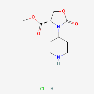 molecular formula C10H17ClN2O4 B1394433 甲基 (4S)-2-氧代-3-哌啶-4-基-1,3-恶唑烷-4-羧酸盐盐酸盐 CAS No. 1217447-70-5