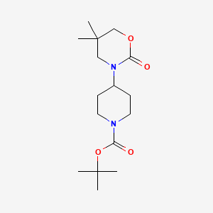 molecular formula C16H28N2O4 B1394434 叔丁基 4-(5,5-二甲基-2-氧代-1,3-恶唑烷-3-基)哌啶-1-甲酸酯 CAS No. 1215596-09-0