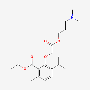 molecular formula C20H31NO5 B13944549 Acetic acid, (2-ethoxycarbonyl-6-isopropyl-3-methyl)phenoxy-, 3-(dimethylamino)propyl ester CAS No. 53251-82-4