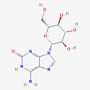 molecular formula C11H15N5O6 B13944622 6-Amino-9-beta-D-glucopyranosyl-1,9-dihydro-2H-purin-2-one CAS No. 64283-15-4