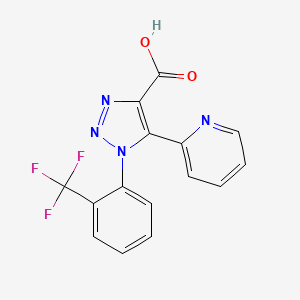 molecular formula C15H9F3N4O2 B1394465 5-(吡啶-2-基)-1-[2-(三氟甲基)苯基]-1H-1,2,3-三唑-4-羧酸 CAS No. 1326844-83-0