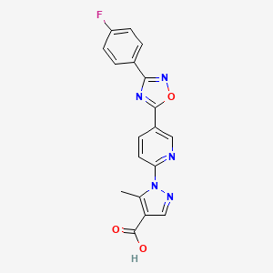 molecular formula C18H12FN5O3 B1394467 1-{5-[3-(4-氟苯基)-1,2,4-噁二唑-5-基]吡啶-2-基}-5-甲基-1H-吡唑-4-羧酸 CAS No. 1326856-71-6