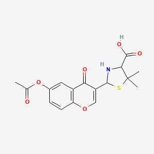 molecular formula C17H17NO6S B1394475 2-[6-(乙酰氧基)-4-氧代-4H-色满-3-基]-5,5-二甲基-1,3-噻唑烷-4-羧酸 CAS No. 1269442-63-8