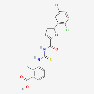 3-[[5-(2,5-Dichlorophenyl)furan-2-carbonyl]carbamothioylamino]-2-methylbenzoic acid